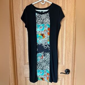 New Directions Black and White Animal Print Dress